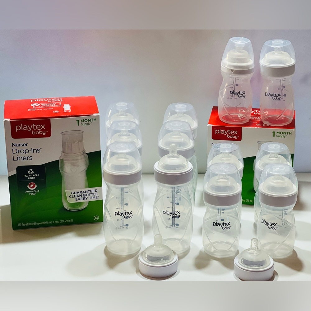 PLAYTEX BABY BOTTLES & some inserts